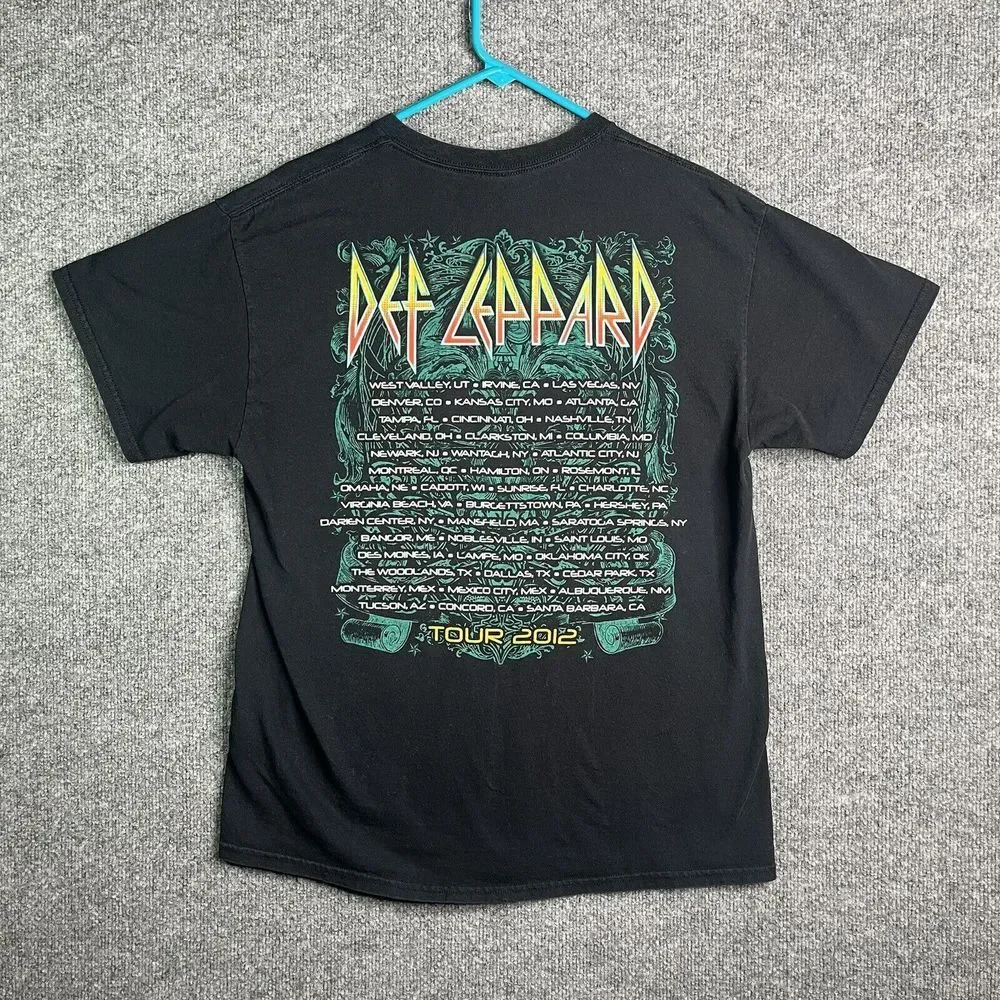 Def Leppard Concert Tour 2012 T-shirt Adult L Gildan Black‎ Double Sided - Picture 7 of 8
